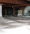 A Oswego crawl space moisture system with a low ceiling
