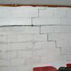 A buckling foundation wall in a Clinton home.