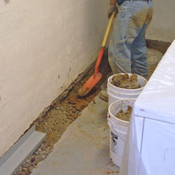 Digging a trench for a French Drain system in Syracuse