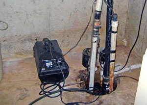 Pedestal sump pump system installed in a home in Manlius