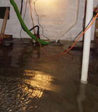 Several feet of floodwaters in a Jamesville basement