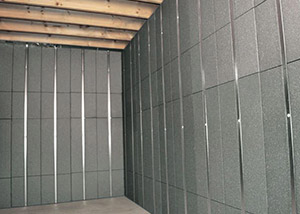 SilverGlo™ insulation and metal studs making up our Basement to Beautiful panels.  Installed in Auburn.